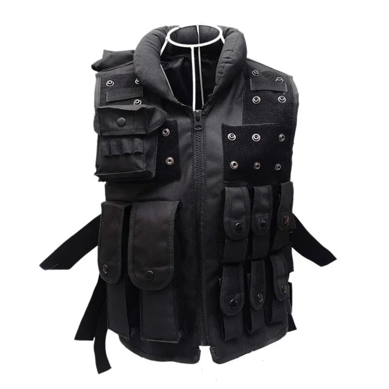 Tactical Molle Adult Kids Vest POLICE Military Law Enforcement SWAT Vests Combat Armor Men's Jacket CS Equipment-Black Uniform