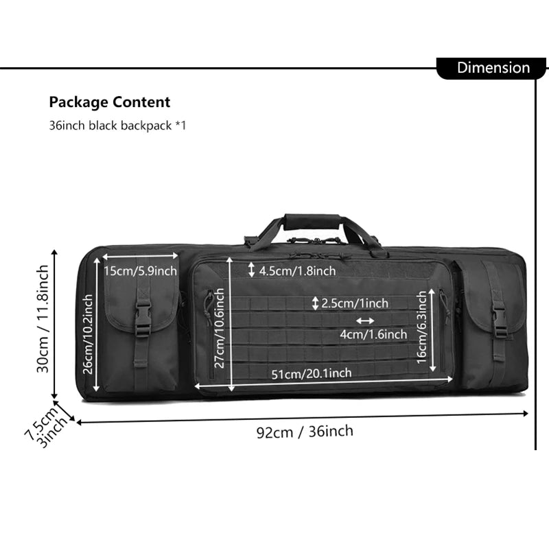 Tactical Rifl Bag Double Gun Case Carbine Backpack with Molle System Outdoor Hunting Reinforced Rucksack for Transportation