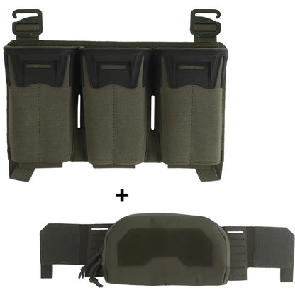 Tactical K-Zero Plate Carrier MOLLE Front Storage BagMulti-Caliber 556 9MM Triple Mag Pouch And Outer Layer Admin Pouch