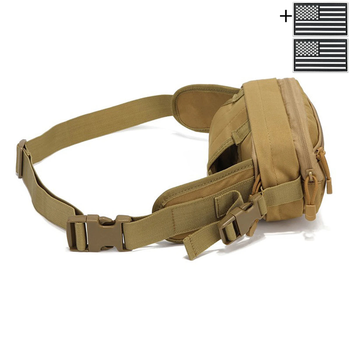 Outdoor concealed equipment bag with adjustable waist belt length, made of thick and durable hunting waist bag fabric
