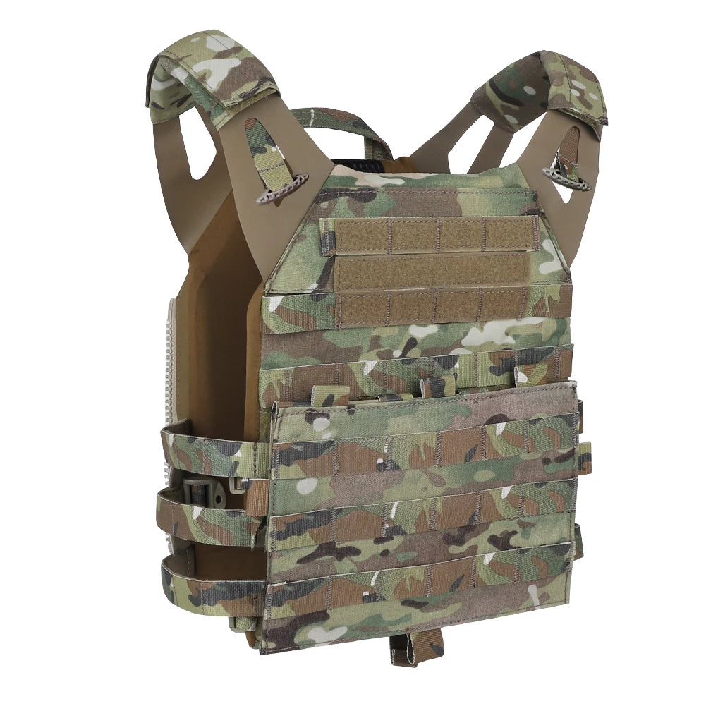 KRYDEX Tactical MOLLE Vest 500D Nylon JPC 2 Jumper Plate Carrier with Front Flap Panel Hunting Paintball Plate Carrier