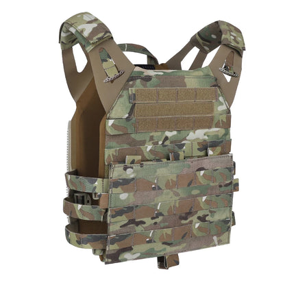 KRYDEX Tactical MOLLE Vest 500D Nylon JPC 2 Jumper Plate Carrier with Front Flap Panel Hunting Paintball Plate Carrier