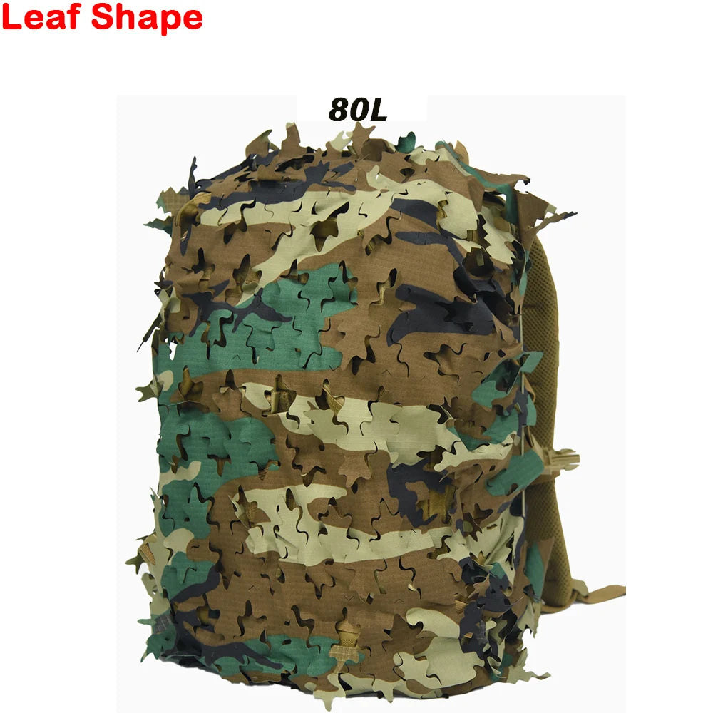 3D Camo Net Backpack Cover 60L 80L  Laser Cut Camouflage Hunting Backpack Cover Paintball Paratrooper Hunting Accessories