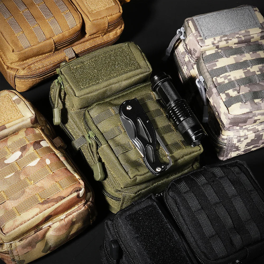 Tactical MOLLE EDC Pouch Utility Mini Crossbody Shoulder Bag with Adjustable Strap for Outdoor Camping Hiking Hunting Waist Pack