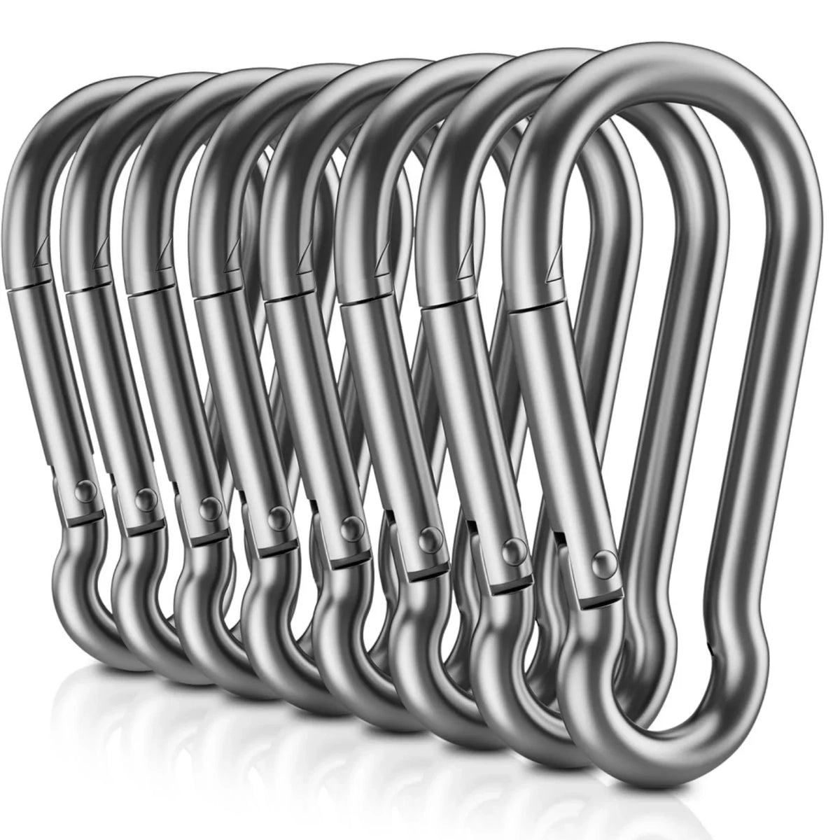 10PCS 304 Stainless Steel Carabiners,Rustproof Heavy Duty Spring Snap Hook,Metal Clips Buckle For Rope Chain Keys Rings