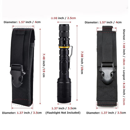 Tactical Flashlight Pouch Holster Molle Torch Holder Carry Case EDC Tool Waist Bag Outdoor Sport Camping Hunting Accessories