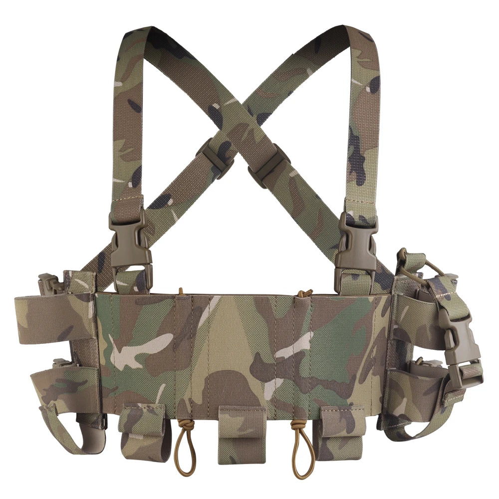 Tactical Double Layer Chest Rig Triple 5.56 Mag Pouch Airsoft Hunting Quick Release Training Vest Side Radio Pouch