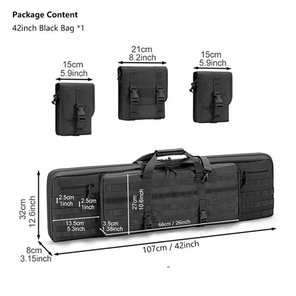 Tactical Rifle Case Backpack Waterproof Carbine Protect Rucksack 42 46inch Airsoft Portable Bags for Hunting Black