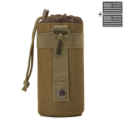 Outdoor hunting water bottle bag with MOLLE expansion system, drawstring strap, mountain buckle fabric, wear-resistant