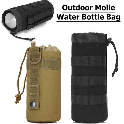 Outdoor Molle Water Bottle Bag Kettle Pouch Holder Camping Hiking Cycling Bottle Bag Adjustable Drawstring Water Bottle Pouch