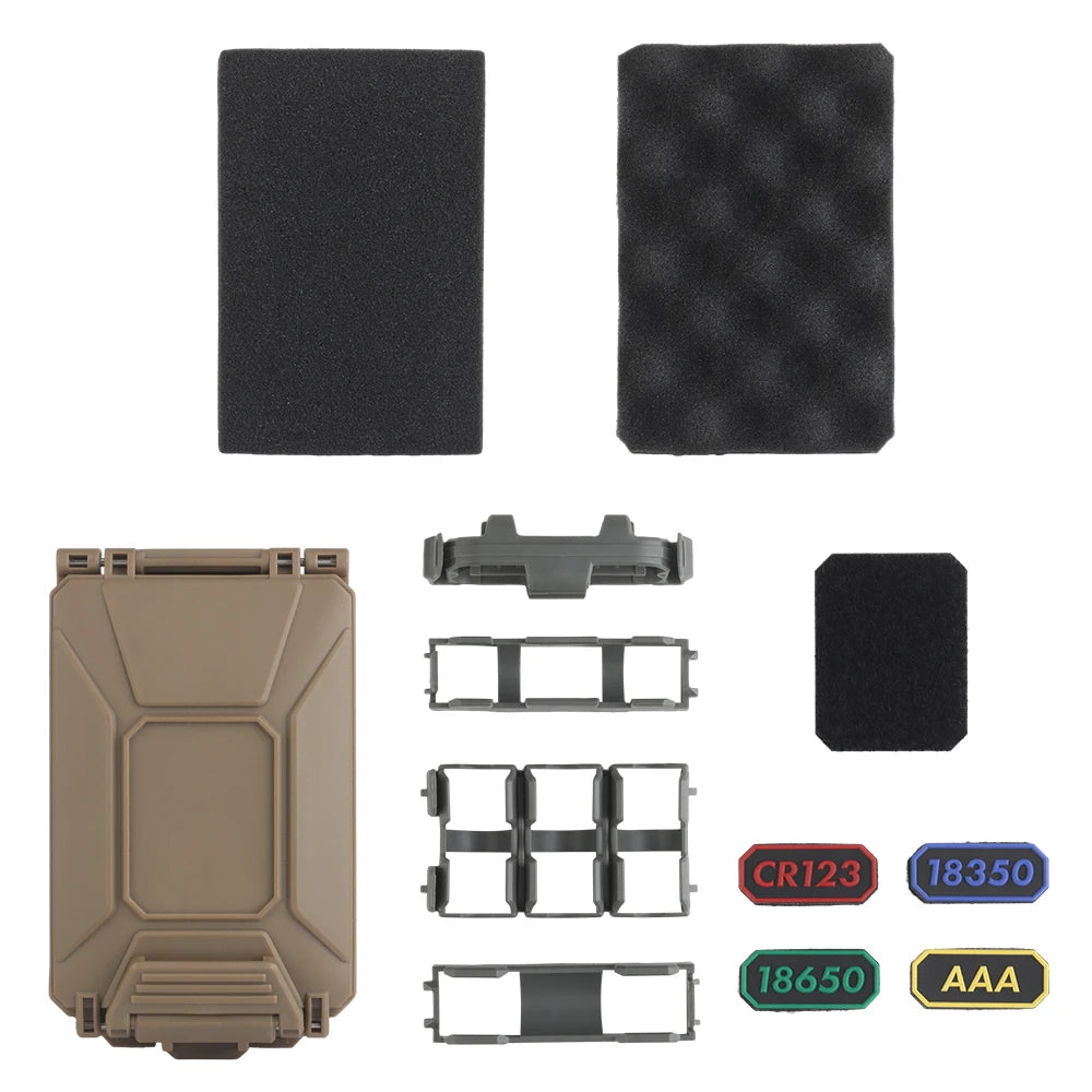 Tactical Modular Battery Case for 18650 18350 CR123A AAA CR2032 Molle Tooling Storage Box Water&Dust Proof