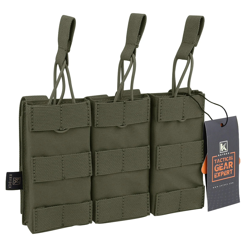 KRYDEX Tactical Modular Triple Open-Top 5.56mm Mag Pouch with MOLLE Strap for M4 M16 5.56 Magazines Hunting Airsoft Accessory