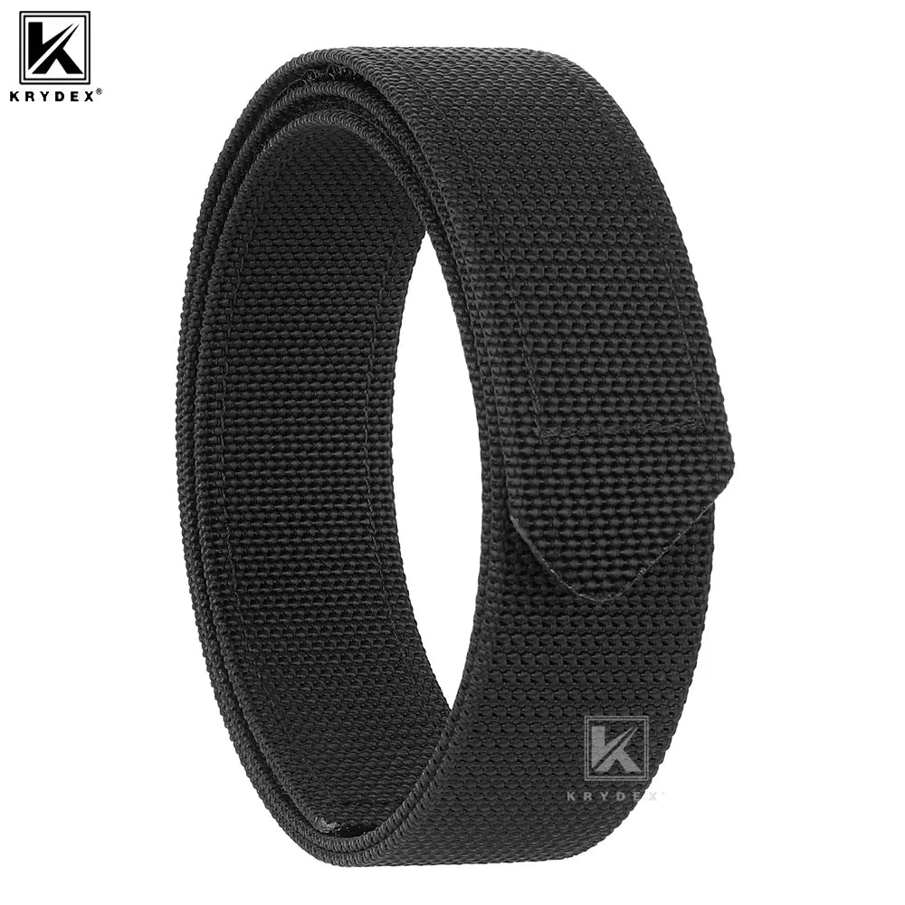 KRYDEX Tactical Buckleless 1.5" Duty Belt, No-Scratch Nylon Belt with Hook & Loop Closure for Work Travel Mechanic Driver