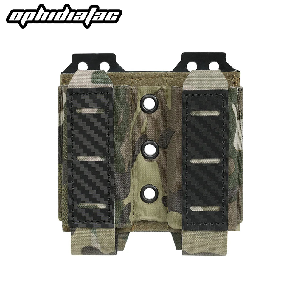 OPHIDIANTAC  Mag Pouch 9mm Double Mag Carrier Carbon Fiber MOLLE Pouch