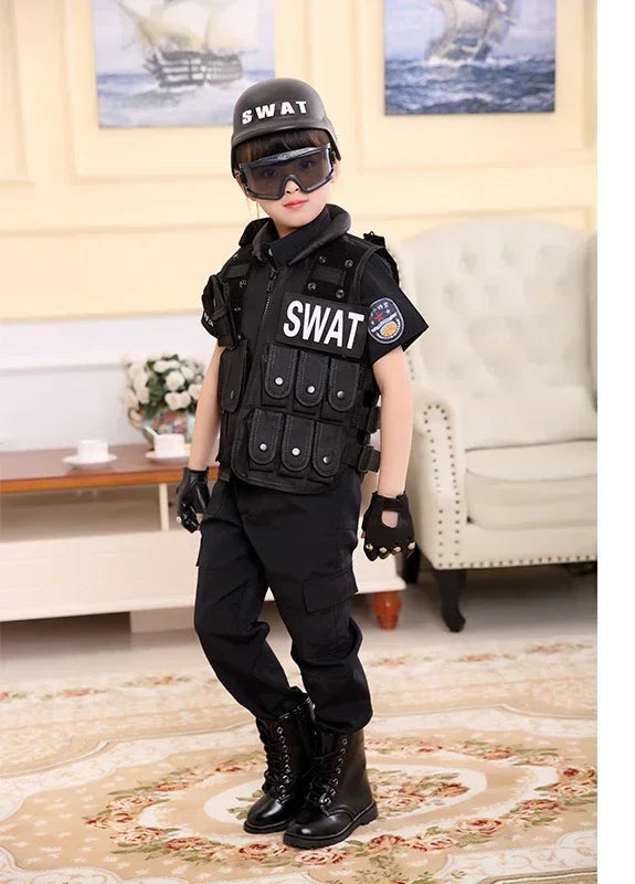 2026 Halloween Hunting Military Tactical Army Vest Kids Airsoft Gear Combat Armor Uniform Boy Girl Swat Police Outdoor