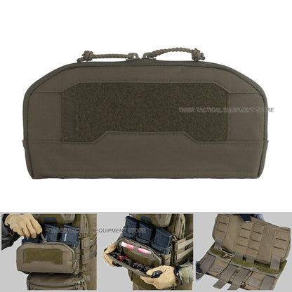 Wide Tactical Admin Pouch For Triple Magazine Pocket Storage Compact Bag Plate Carrier Hunting Airsoft Molle Front Placard Pouch