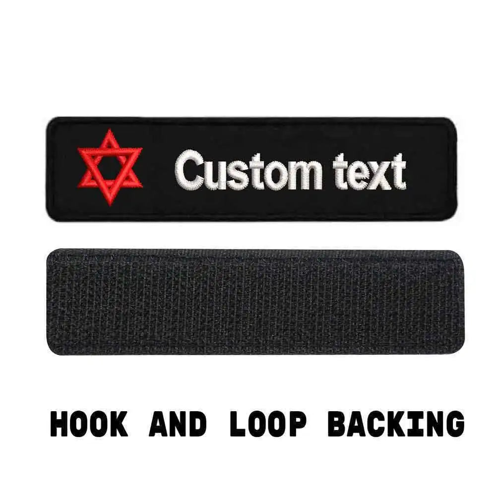 Customized Name stickers Embroidered Patch with Israel Logo Hook & Loop Backing Embroidery Military Badge