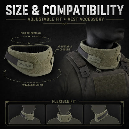 Universal Tactical Collar Neck Guard 2.0 Adjustable Hook Loop Low Profile Protector for Plate Carrier Tactical Vest Accessory