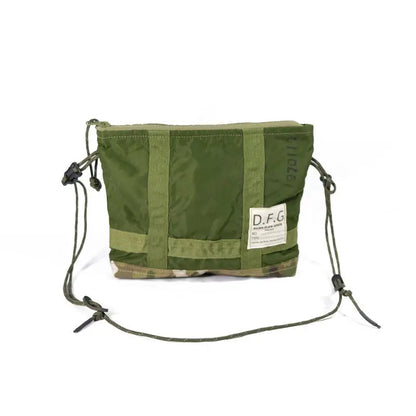 Upcycled Military‑Style Crossbody Pouch, Repurposed Aircraft Nylon Sling Bag 2 Pockets for Phone Sunglasses Daily Outdoor Carry