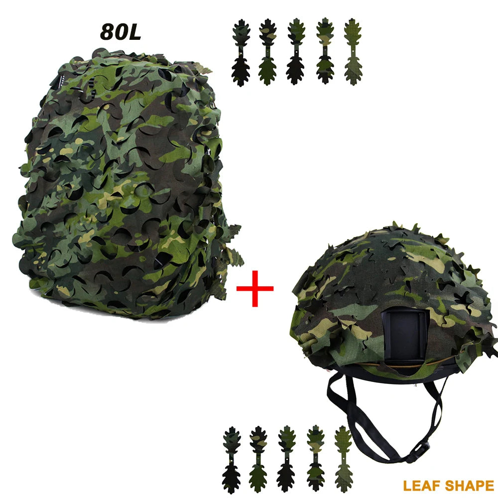 3D Camo Net Backpack Helmet Cover Kit Laser Cut Camouflage Mesh for Hunting Backpack Airsoft Tactical Helmet Hunting Accessories