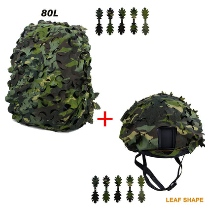 3D Camo Net Backpack Helmet Cover Kit Laser Cut Camouflage Mesh for Hunting Backpack Airsoft Tactical Helmet Hunting Accessories