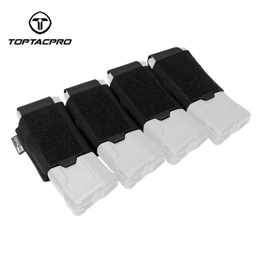 TOPTACPRO Tactical Quad 556 Mag Pouch Elastic Band Lightweight Multi-pocket Tactical Mag Compartment 8541