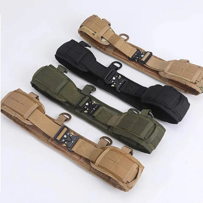 Outdoor Tactical Belt with Waist Pack - Multifunctional MOLLE Design Canvas & Nylon Material Padded Waist for Training/Camping