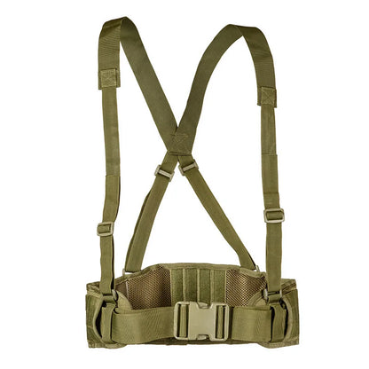 Tactical Molle Waist Belt Vest H-shaped Men Army Waist Girdle with Shoulder Strap Soft Padded Hunting Adjustable Belt Vest