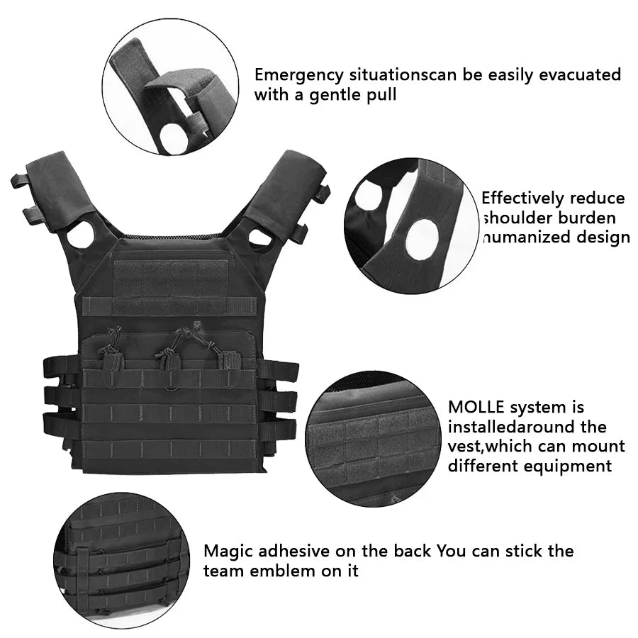 Tactical Vest Waterproof Outdoor Body Armor Lightweight JPC Molle Plate Carrier Hunting Vest CS Game Jungle Security Equipment