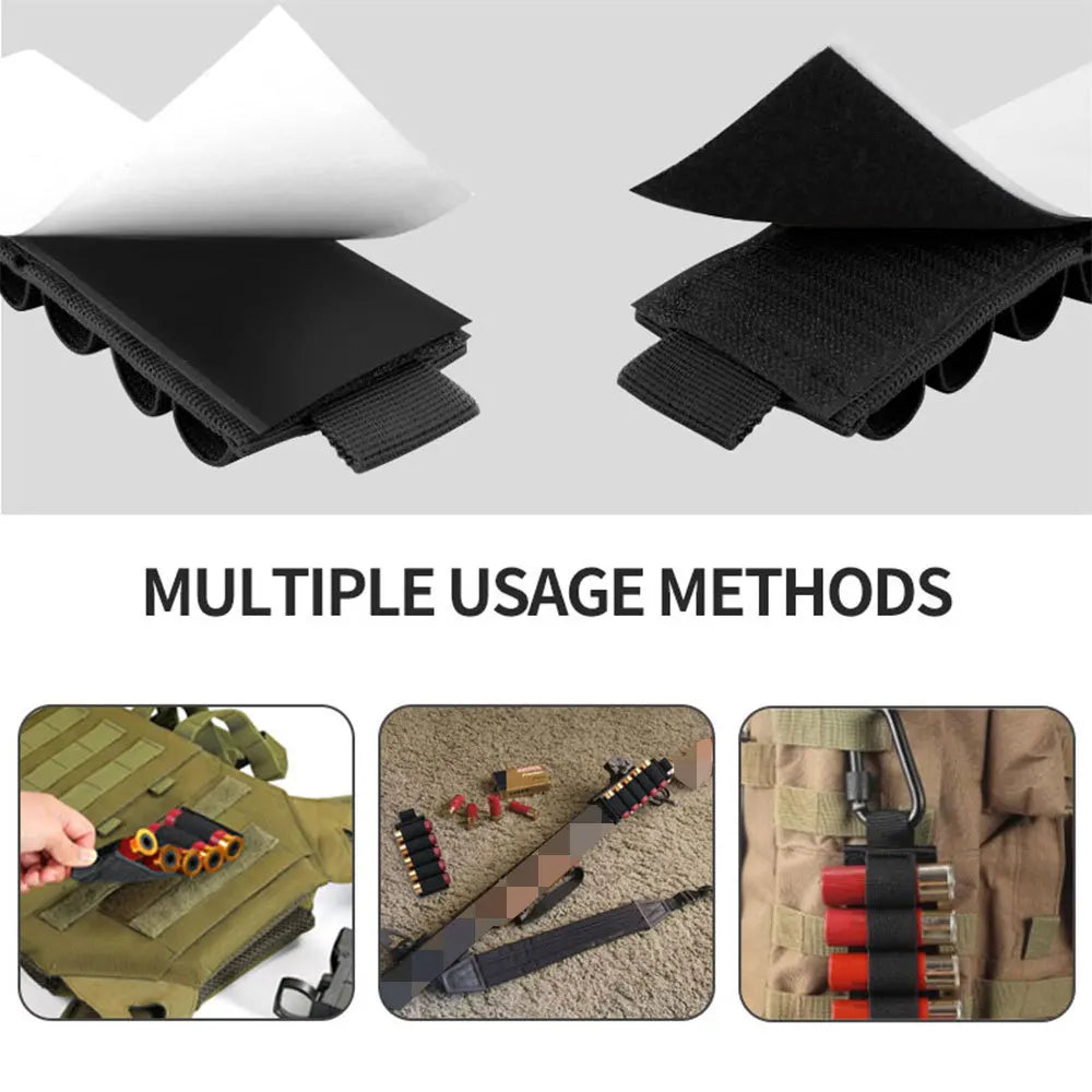 5 Round 12GA Shotgun Shell Holder Separate Hook and Loop Ammo Carrier Shotshell Pouch for Hunting Shooting Accessory