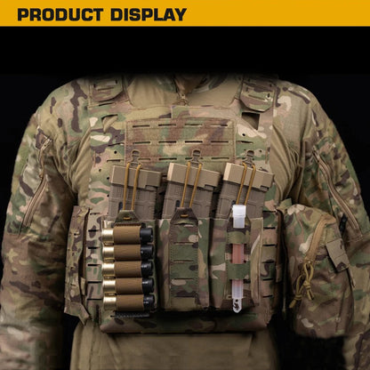 Tactical Vest Plate Carrier Front Flap Triple Magazine Pouch Lightweight Elastic Open-Top Mag Pouches for M4 AK AR Airsoft Gear