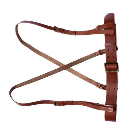 CHINESE ARMY PLA ARMED MILITARY TACTICAL OFFICER LEATHER BELT 120 length Field Suspenders X Strap Belt