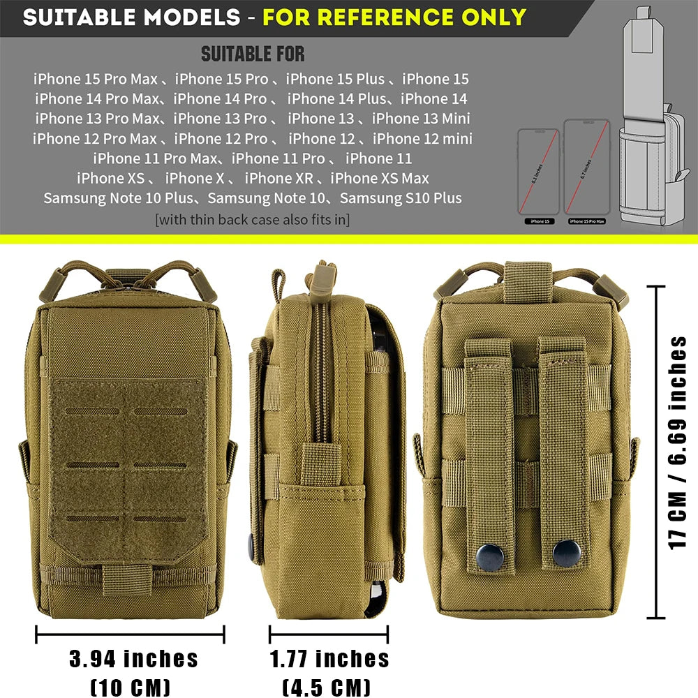Hunting MOLLE EDC Utility Waist Bag & Cell Phone Pouch Compact Gadget Organizer Vest Pack Purse Smartphone Holster
