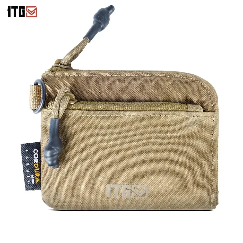1TG TACTICAL Coin Purse, 500D Minimalist Wallet Change Purse ID Card Holder Money Pouch Tactical Bag with YKK Zipper-Camo