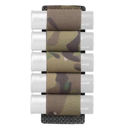 5-Round 12 Gauge Shotgun Shell Pouch MOLLE Hanging Panel Elastic Cartridge Holder for Military/Hunting/Airsoft Ammo Carrier