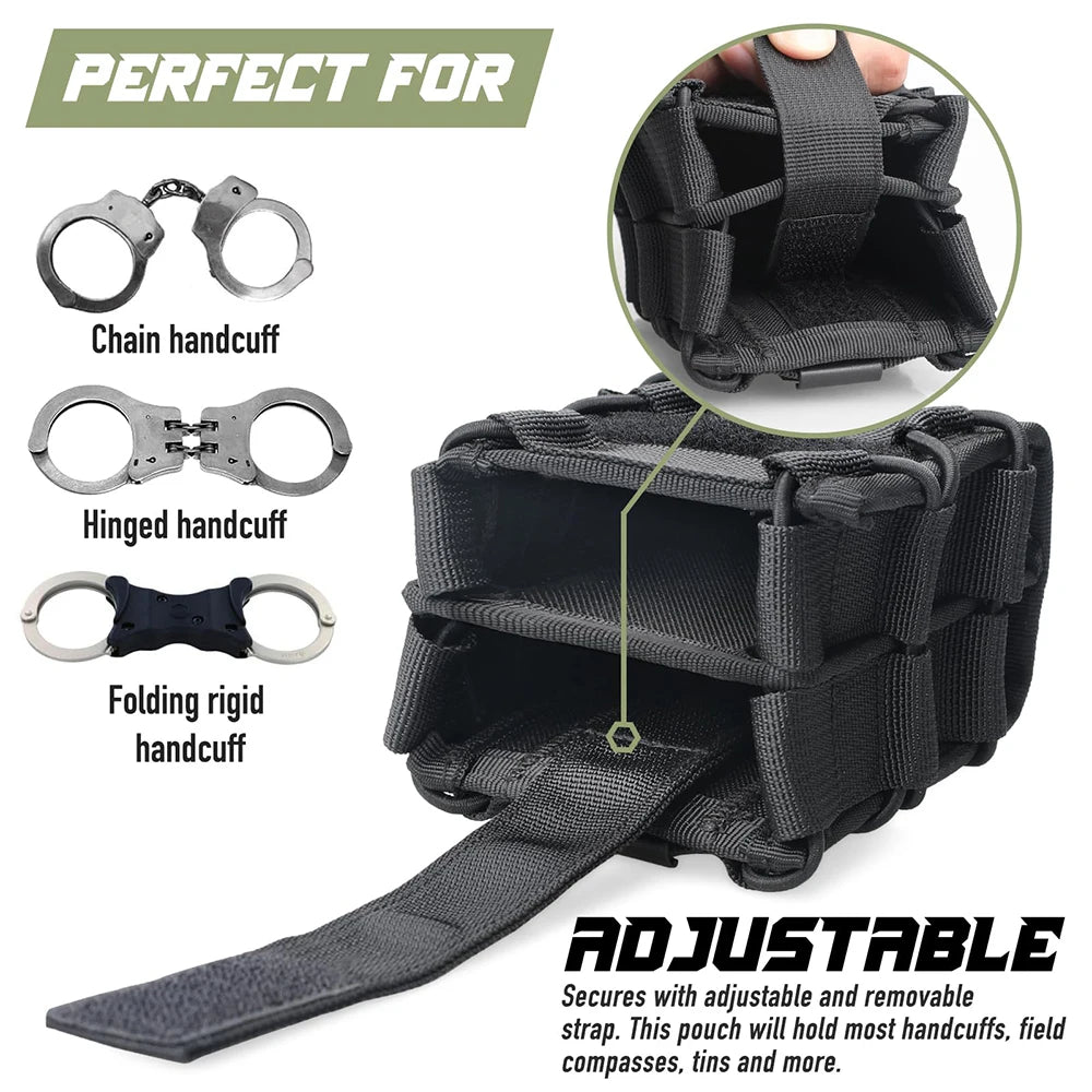 Tactical Molle Double Handcuff Holster Folding Rigid Handcuff Law Enforcement Cuff Holder Outdoor Handcuff Pouch for Duty Belt