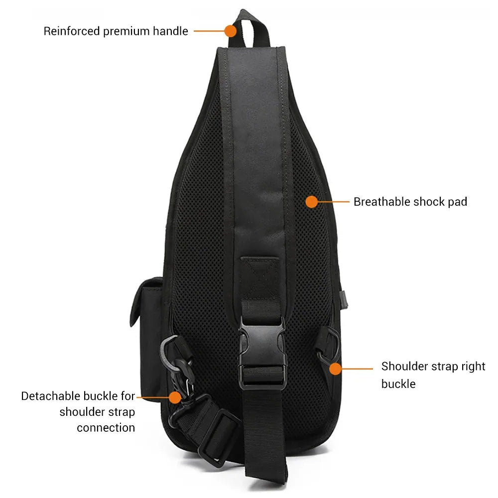 Tactical Crossbody Sling Bag 600D Nylon 5‑Storage Detachable Adjustable Strap Handgun Holder Pouch For Outdoor Shooting Gear