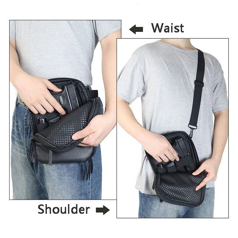 Hunting waist bag hidden portable gun case, outdoor multifunctional storage waist bag, diagonal cross pistol bag