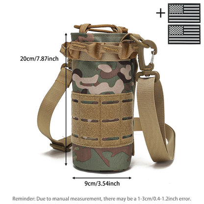 Outdoor water bottle cover with elastic drawstring drawstring and Magic Sticky sticker for hiking water cup storage bag