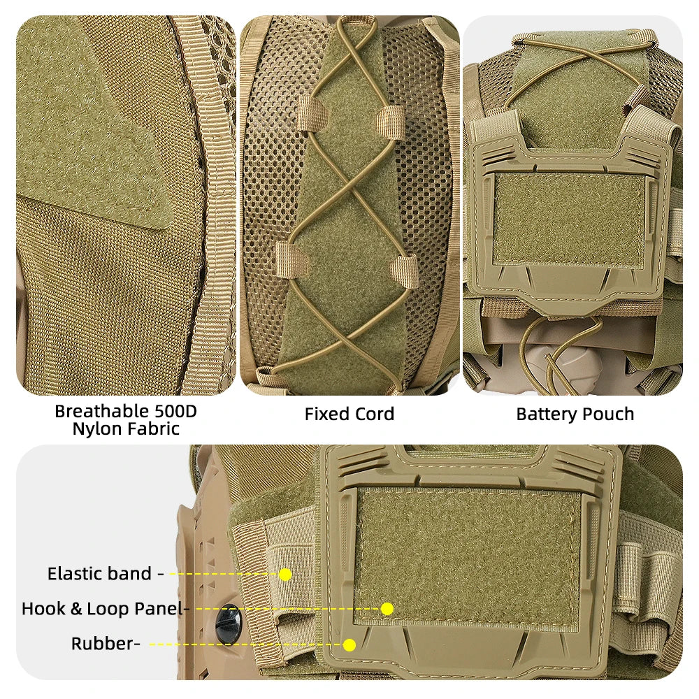 BOOIU Tactical Helmet Cloth with Battery Pouch for Helmet Outdoor Sport Hunting 500D Nylon CS Airsoft Helmet Cover Battery Pack