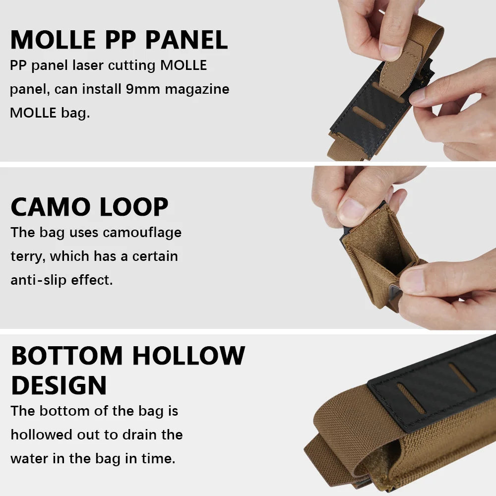 OPHIDIAN 9mm Carbon Fiber Magazine Pouch Single Magazine Carrier MOLLE Pouch