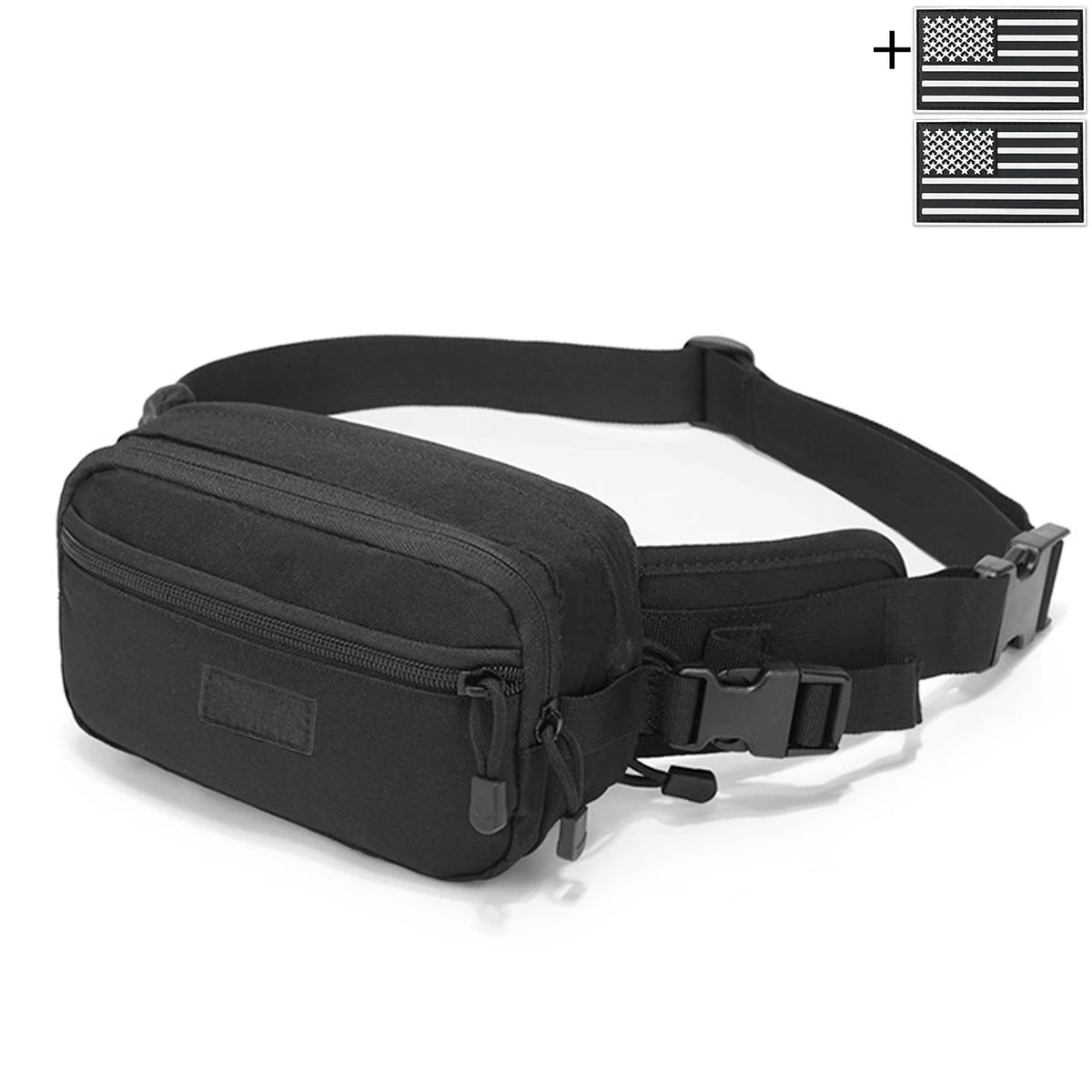 Outdoor concealed equipment bag with adjustable waist belt length, made of thick and durable hunting waist bag fabric