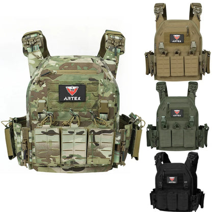 Tactical Vest Paintball Plate Holder 1000D Fabric Quick Releaseable Plate Carrier Laser Cut Platewith Triple Magazine Pouch ﻿