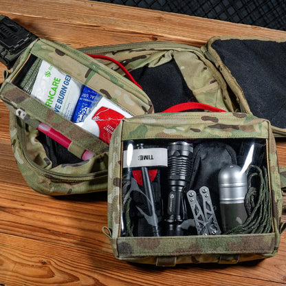 KRYDEX Tactical Large / Small Clear Top Insert Pouch Travel Camping Organizer Storage Hook & Loop Bag for D3 Tactical Backpack