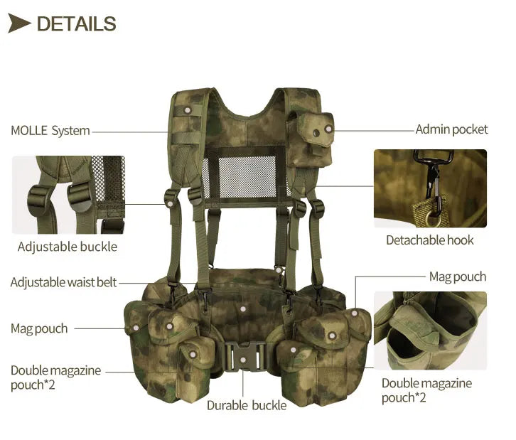 YAKEDA 1000D nylon Green Camouflage Harness Vest Tactical Chest Rig