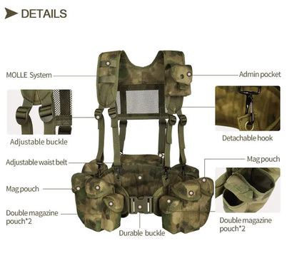 YAKEDA 1000D nylon Green Camouflage Harness Vest Tactical Chest Rig