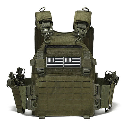 Black Multifunctional Hunting Vest with National Flag Sticker, Suitable for Outdoor Sports