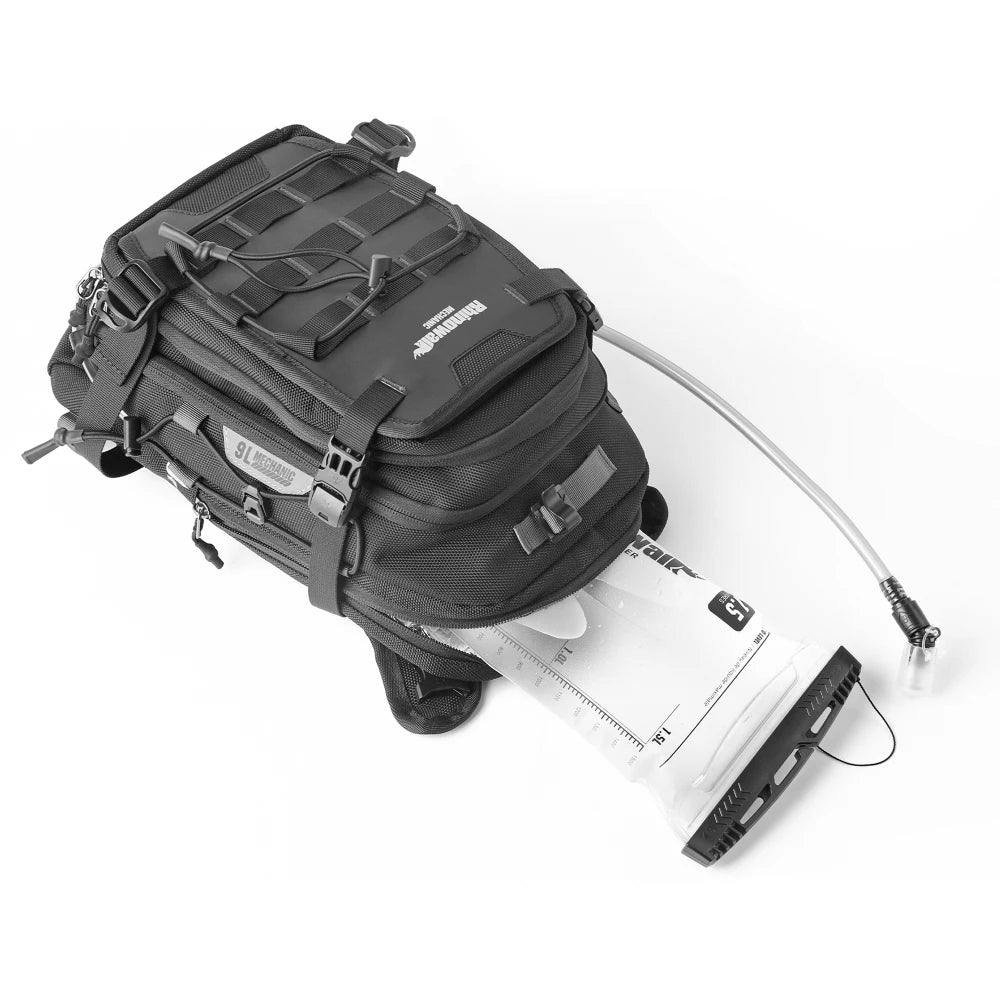 Rhinowalk Motorcycle Tank Bag 9L Waterproof Backpack With 1.5L Hydration Water Bag Rain Cover Motorcycle Riding Luggage