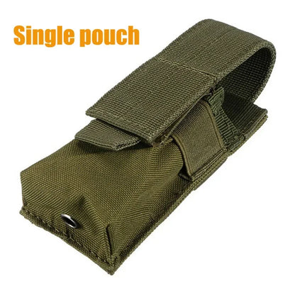 9mm Pistol Magazine Pouch Tactical Double Molle Belt Dual Mag Bag Flashlight Holder Attachment Package Gun Hunting Accessories