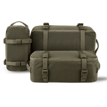 KRYDEX Tactical 3PCS Modular Mesh Pouch Set Outdoor Backpack Organizer Travel Suitcase Storage Bag Packing Cubes Hunting Gear